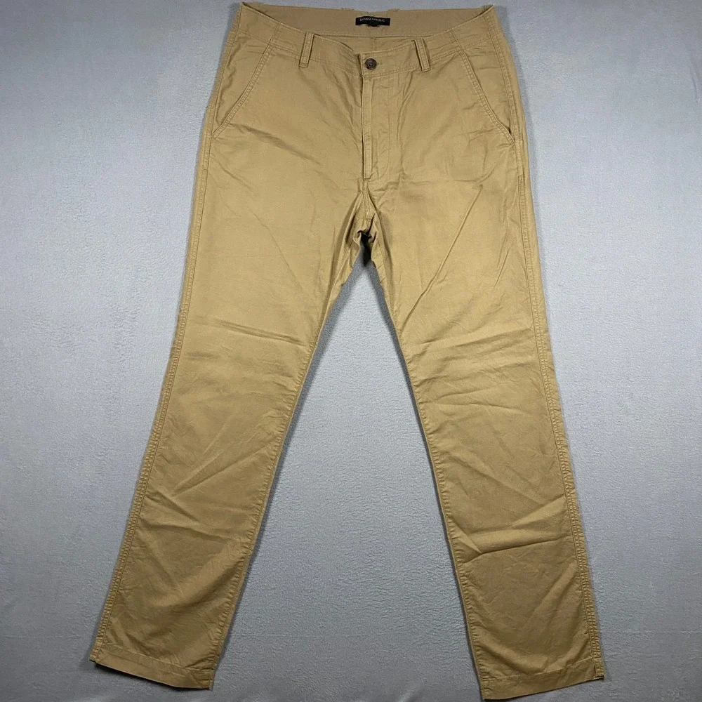 Banana Republic Linen Blend Pants Mens 33x34 Tan Chino Beach Casual